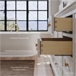Audrey 84 in. Bath Vanity Set in White with White Quartz Top with Brushed Gold