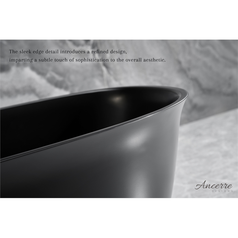 Fiore 67 in. B X 29.5 in. D Freestanding Solid Surface Bathtub in Black