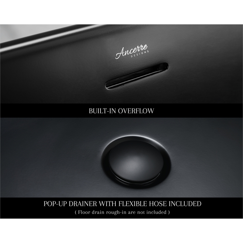 Fiore 67 in. B X 29.5 in. D Freestanding Solid Surface Bathtub in Black