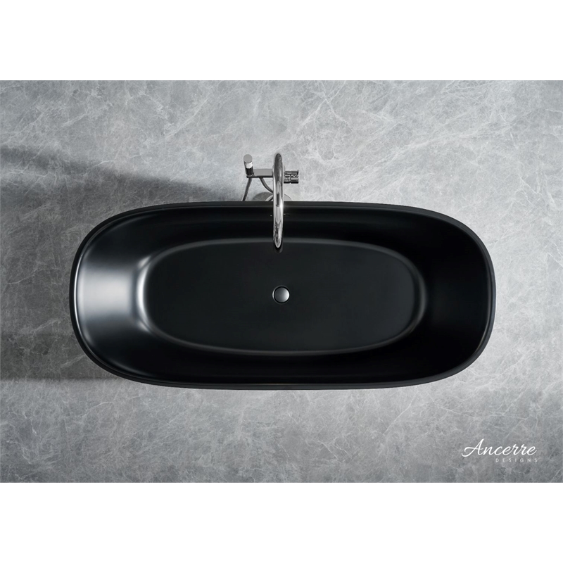 Fiore 67 in. B X 29.5 in. D Freestanding Solid Surface Bathtub in Black
