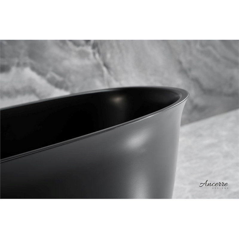 Fiore 67 in. B X 29.5 in. D Freestanding Solid Surface Bathtub in Black