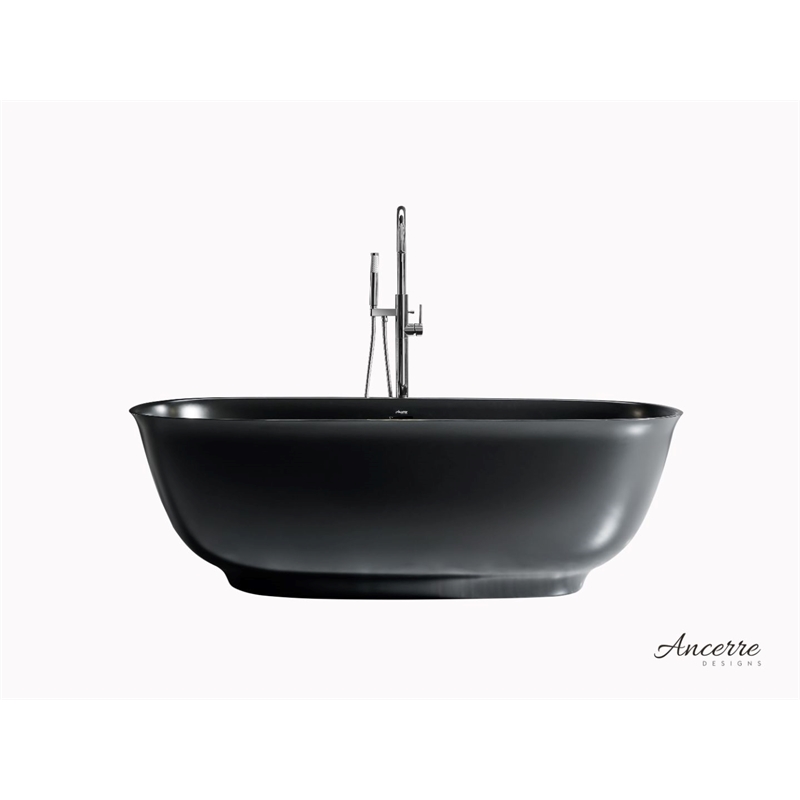 Fiore 67 in. B X 29.5 in. D Freestanding Solid Surface Bathtub in Black