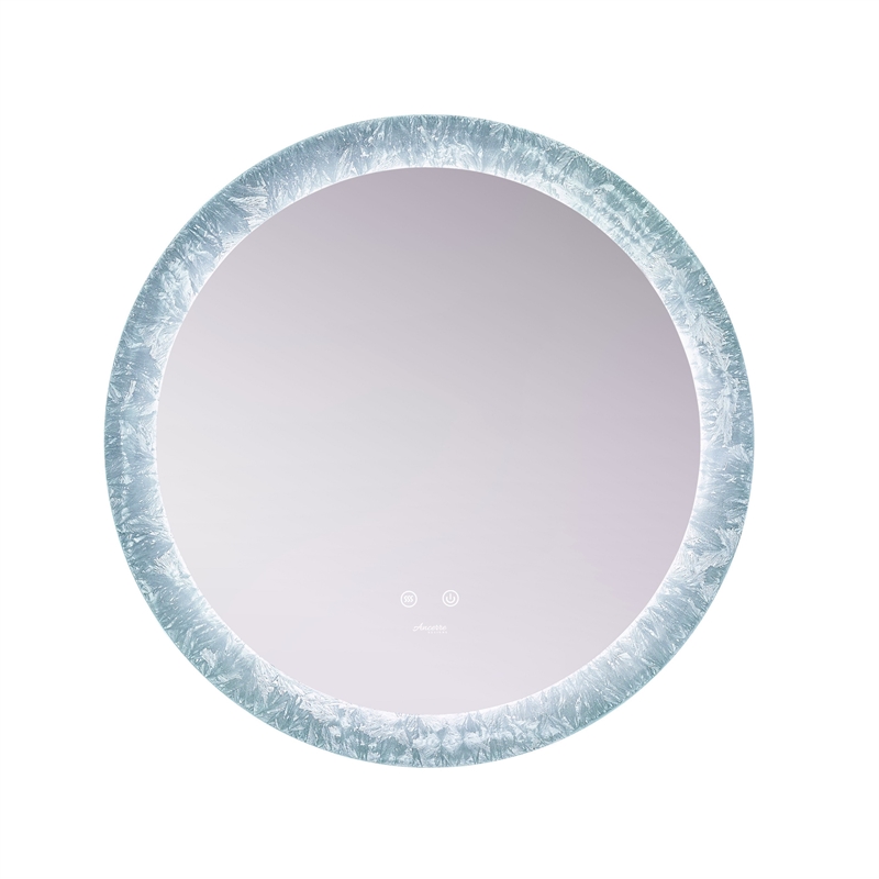 Frysta 24 in. Round LED Frameless Mirror with Dimmer and Defogger