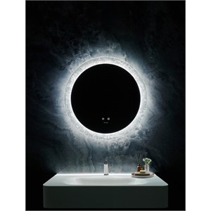 Frysta 24 in. Round LED Frameless Mirror with Dimmer and Defogger