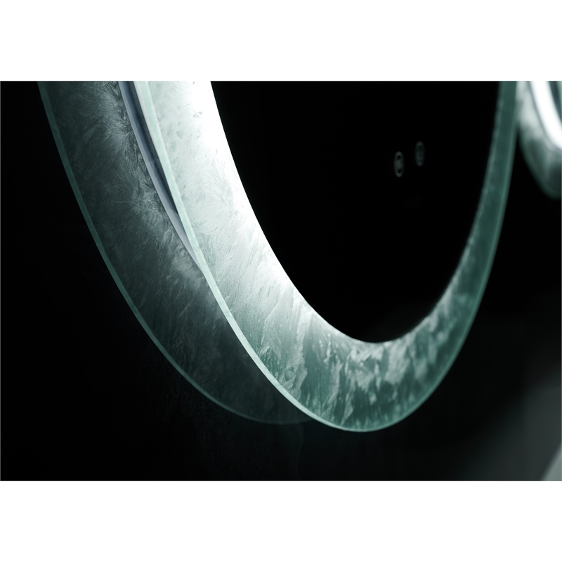 Frysta 24 in. Round LED Frameless Mirror with Dimmer and Defogger
