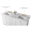 Audrey 66 in. Bath Vanity Set in White with Gold Hardware