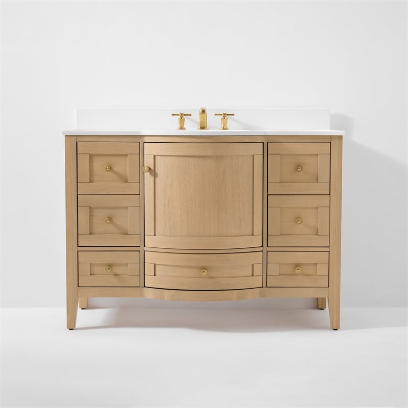 Lauren 48 in. Bath Vanity Set in Oak with White Quartz Top and Undermount Basin