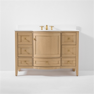 Lauren 48 in. Bath Vanity Set in Oak with White Quartz Top and Undermount Basin