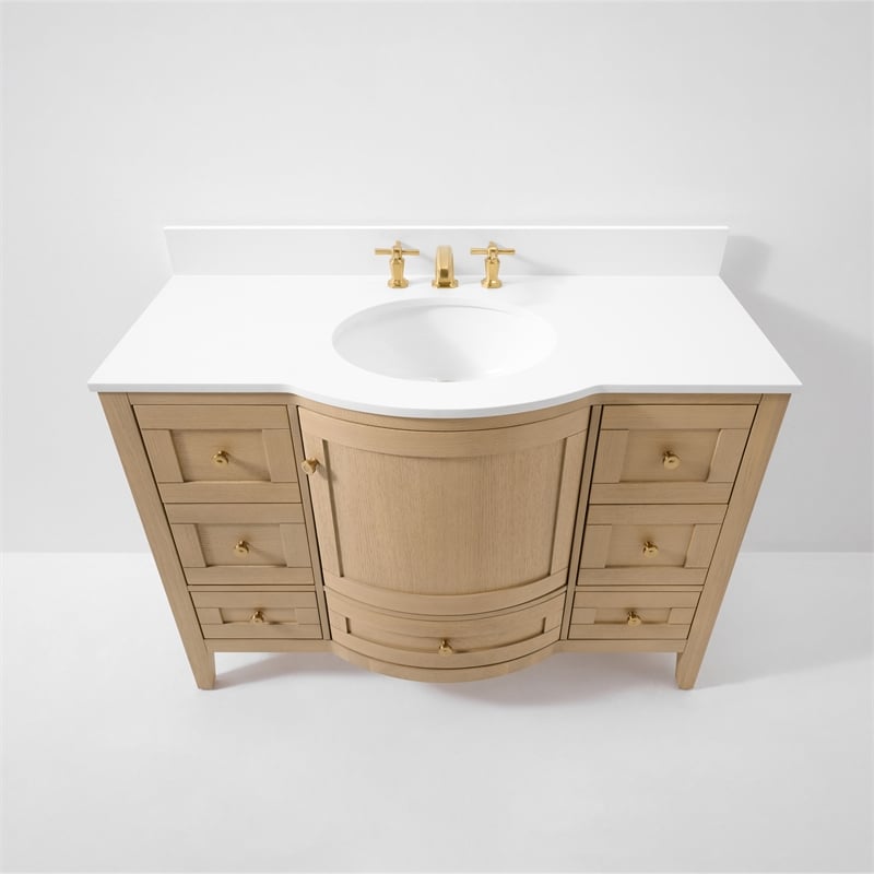 Lauren 48 in. Bath Vanity Set in Oak with White Quartz Top and Undermount Basin