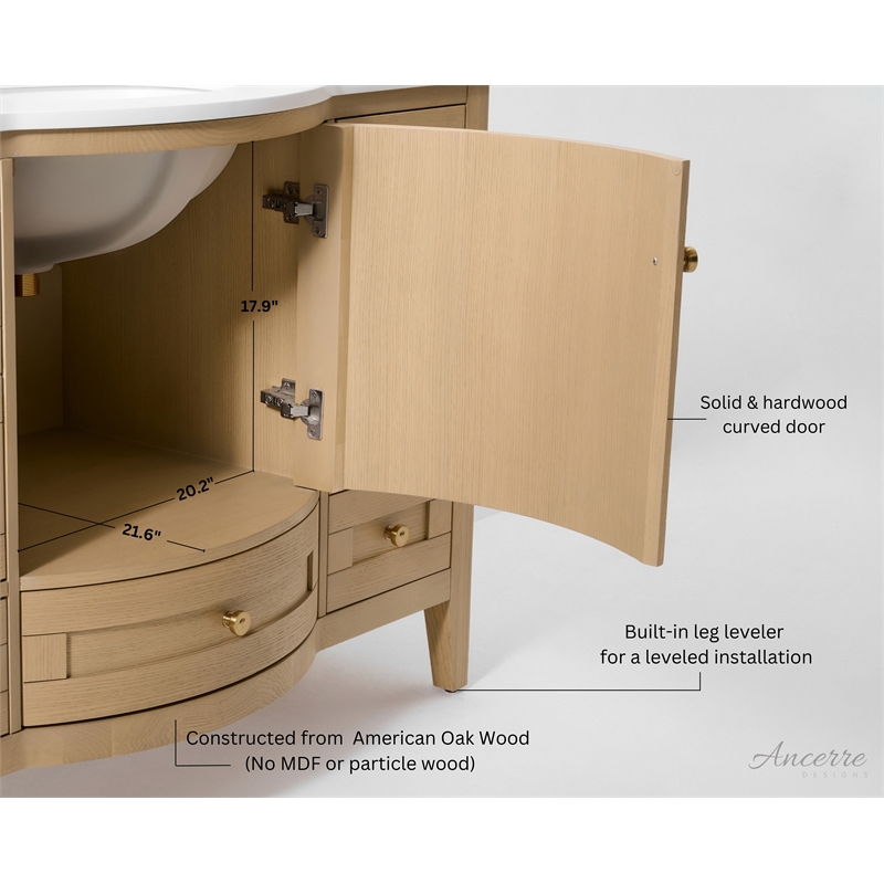 Lauren 48 in. Bath Vanity Set in Oak with White Quartz Top and Undermount Basin