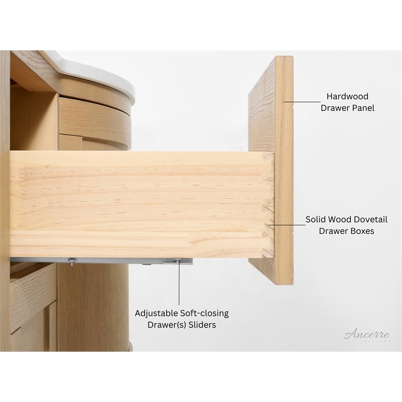 Lauren 48 in. Bath Vanity Set in Oak with White Quartz Top and Undermount Basin