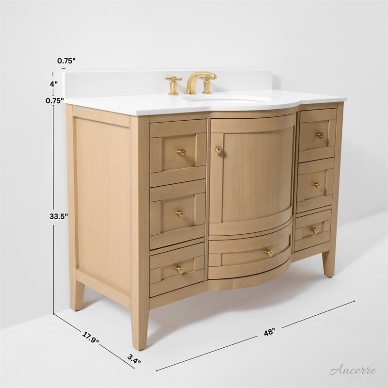 Lauren 48 in. Bath Vanity Set in Oak with White Quartz Top and Undermount Basin