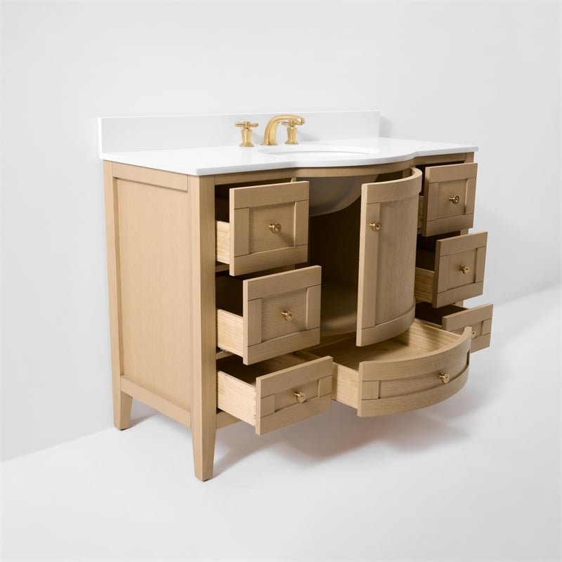 Lauren 48 in. Bath Vanity Set in Oak with White Quartz Top and Undermount Basin