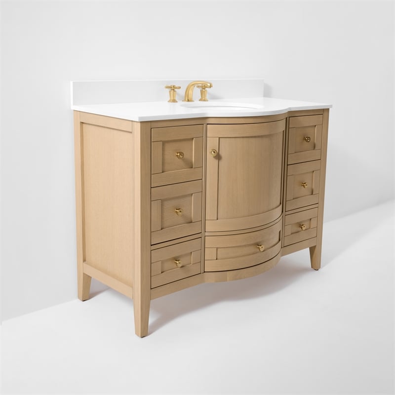 Lauren 48 in. Bath Vanity Set in Oak with White Quartz Top and Undermount Basin