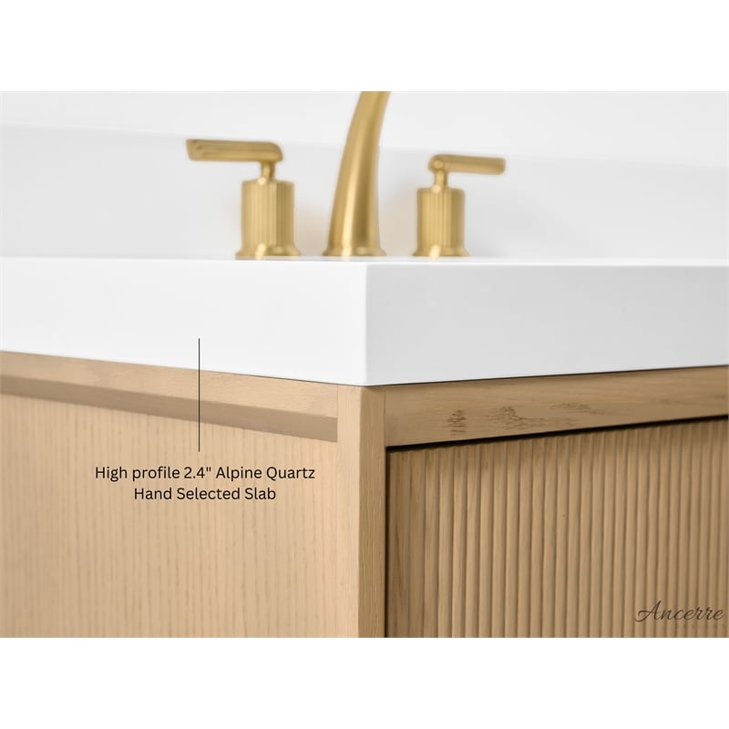 Momo 84 in. Bath Vanity in Oak finish with White Quartz Top and Undermount Basin