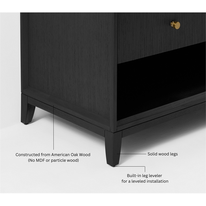 Momo 24 in. Bath Vanity in Black Oak with White Quartz Top and Undermount Basin