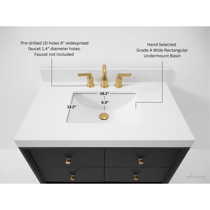 Momo 36 in. Bath Vanity in Black Oak with White Quartz Top and Undermount Basin