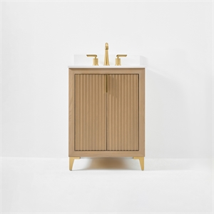 Turlington 24 in. Bath Vanity in Oak with White Quartz Top and Undermount Basin