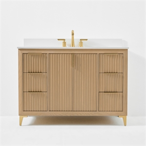Turlington 48 in. Bath Vanity in Oak with White Quartz Top and Undermount Basin
