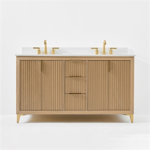 Turlington 60 in. Bath Vanity in Oak with White Quartz Top and Undermount Basin