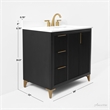 Turlington 36 in. Bath Vanity in Black Oak with White Quartz Top and Undermount