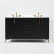 Turlington 60 in. Bath Vanity in Black Oak with White Quartz Top and Undermount