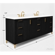Turlington 84 in. Bath Vanity in Black Oak with White Quartz Top and Undermount