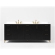 Turlington 84 in. Bath Vanity in Black Oak with White Quartz Top and Undermount