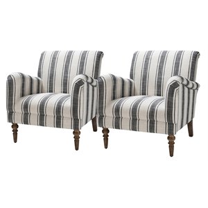 14 karat home fabric upholstered and wood armchairs in stripe black (set of 2)