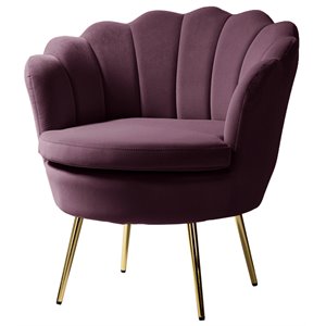 14 karat home velvet fabric upholstered and iron barrel chair in purple/gold