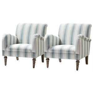 14 karat home fabric upholstered and wood armchairs in stripe blue (set of 2)