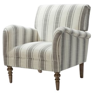 14 karat home velvet fabric upholstered and wood armchair in stripe gray