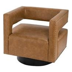 14 karat home bortolotti faux leather chair set with metal base-camel