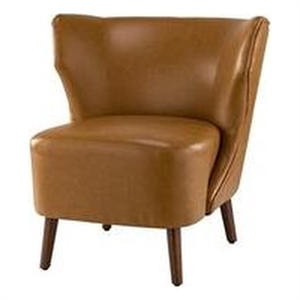14 karat home abas faux leather contemporary side chair with wingback-camel