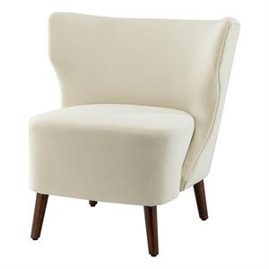 14 karat home thessaly velvet contemporary side chair with wingback-ivory