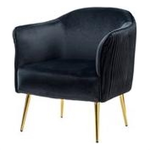 14 karat home martelli velvet barrel chair with metal legs-black