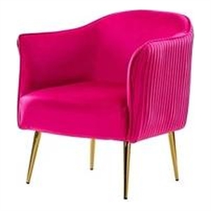 14 karat home martelli velvet barrel chair with metal legs-fushia/pink