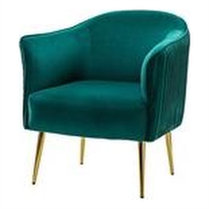14 karat home martelli velvet barrel chair with metal legs-green