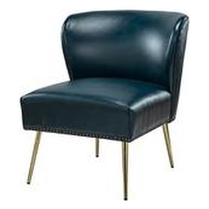 14 karat home faux leather armless chair with metal legs-turquoise