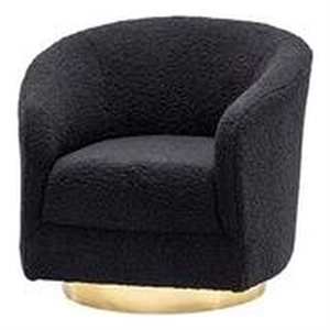 14 karat home eleuterio velvet barrel chair with metal swivel base-black