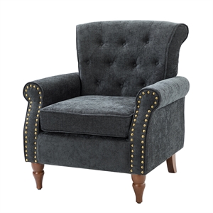 14 karat home indiges velvet armchair with nailhead trim-charcoal