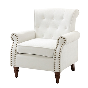 14 karat home indiges velvet armchair with nailhead trim-ivory