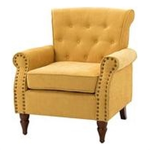 14 karat home indiges velvet armchair with nailhead trim-mustard