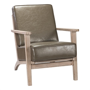14 karat home auguste solid wood armchair with arms and rubber wood legs - gray