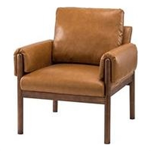 14 karat home hephaestus comfy arm chair with solid wood legs-camel/brown