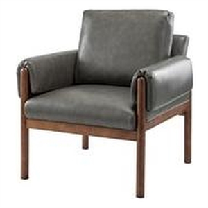 14 karat home hephaestus comfy arm chair with solid wood legs-grey/gray