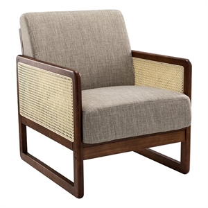 14 karat home erechtheus solid wood chair with rattan design-grey