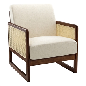 14 karat home erechtheus solid wood chair with rattan design-ivory
