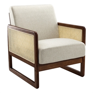 14 karat home erechtheus solid wood chair with rattan design-oatmeal