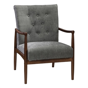 14 karat home leo living room solid wood chair with button-tufted in grey